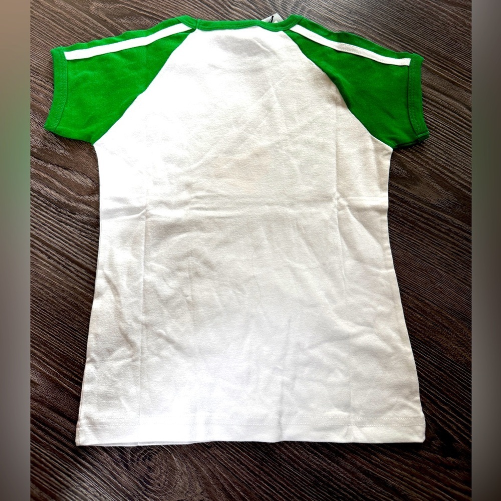 JYWLK jeans baby tee , green/white wave heart surf club, cotton, sz XS NWTS - Picture 6 of 6